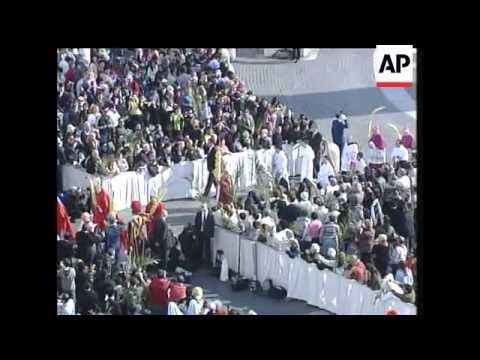 Pope Benedict Sunday dedicated this year's Palm Sunday to the young, continuing a tradition started