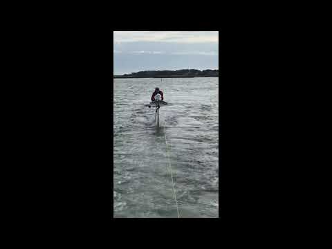 Justin on the Foiling Hydrofoil Windsurfer Bass River MA  3/30/2019