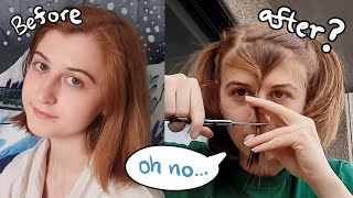 Giving myself bangs for the first time!