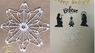 How to Make a Giant Snowflake Hanger| DIY Dollar Tree Snowflake Hanger