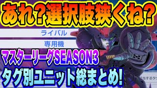 【Gジェネ】マスターリーグSEASON3対応ユニット総まとめ｜ライバル・専用機タグ中心にUR･SSRユニットまとめ解説！