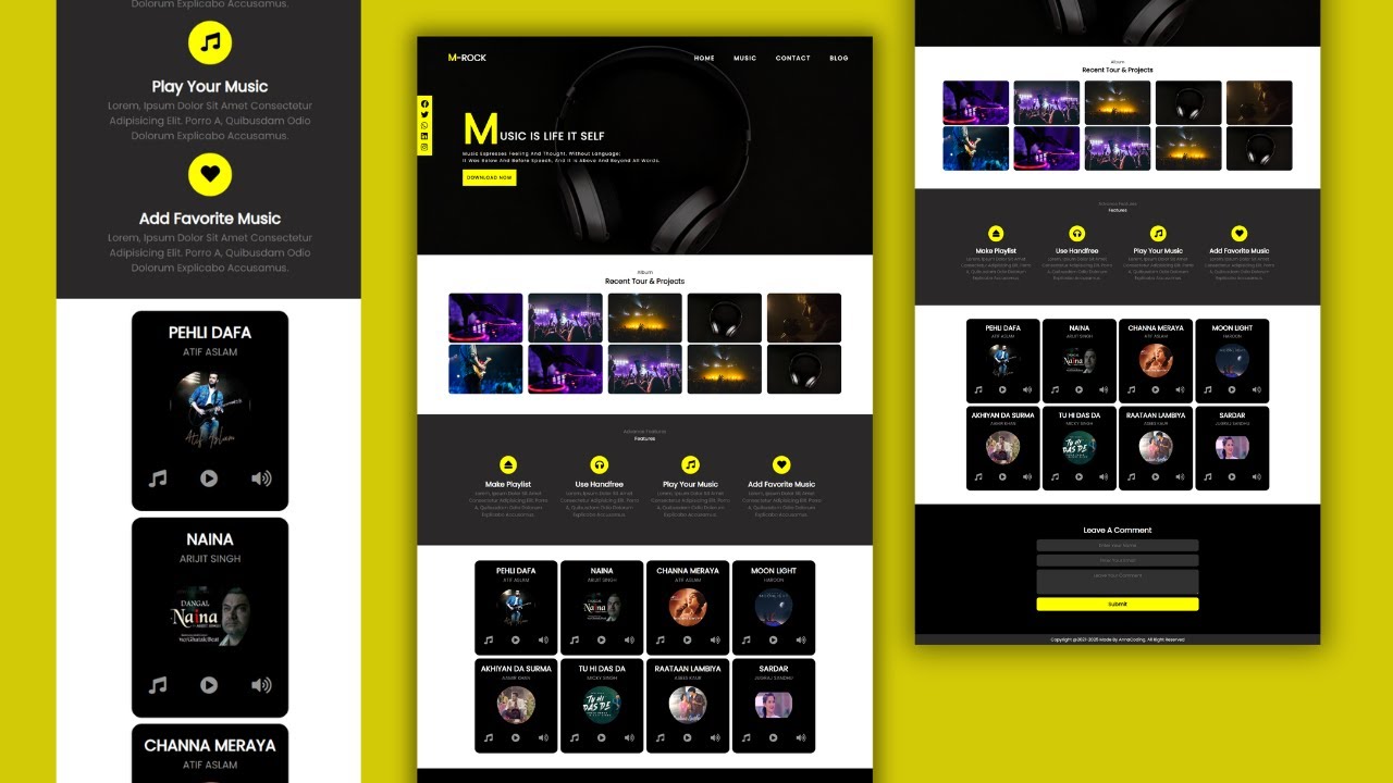 Build A Responsive Music website using Html CSS and JavaScript