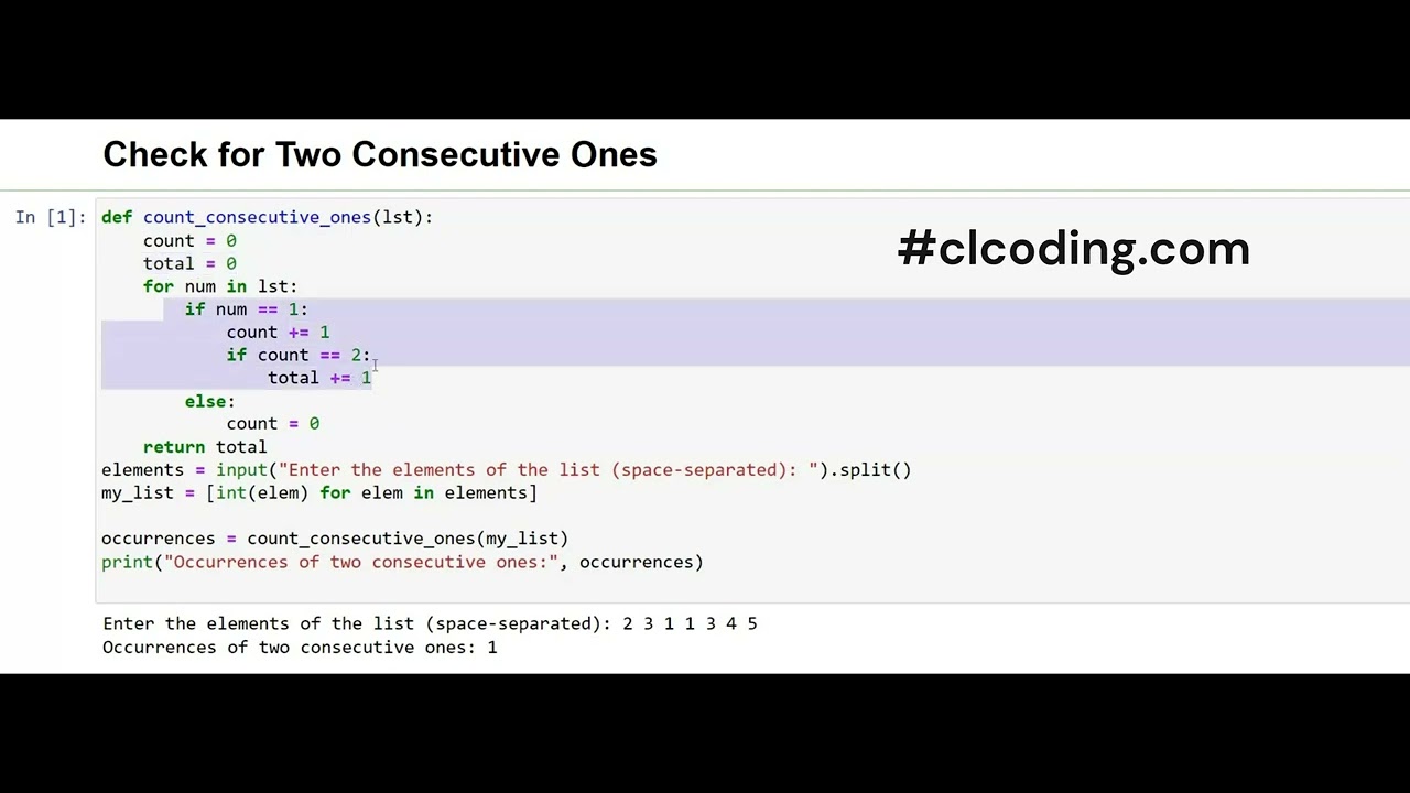 100 Days Python Loop Challenge | Day 6 : Check for Two Consecutive Ones in Python