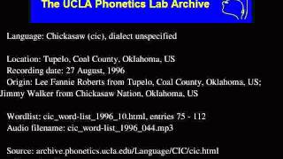 preview picture of video 'Chickasaw audio: cic_word-list_1996_044'