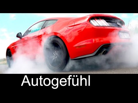 2016 Ford Mustang V8 BURNOUT electronic line lock & SOUND comparison V8 vs ecoboost Turbo