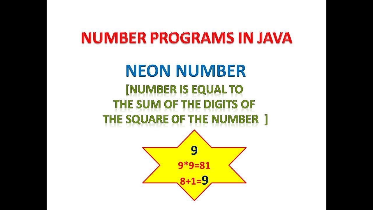 Number Programs in Java - Neon Number