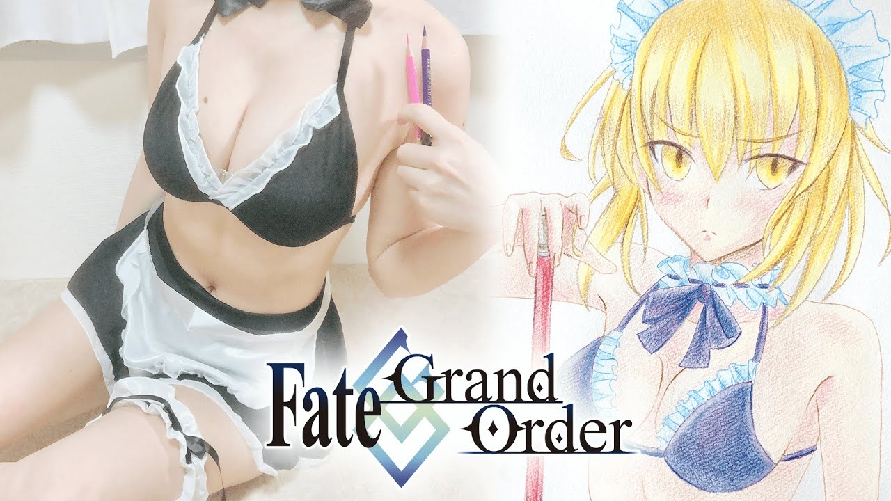 Drawing Fate Grand Order Swimsuit Maid Alter  ( Fate Grand Order 水着メイド セイバー オルタ 描いてみた お絵描き メイキング )