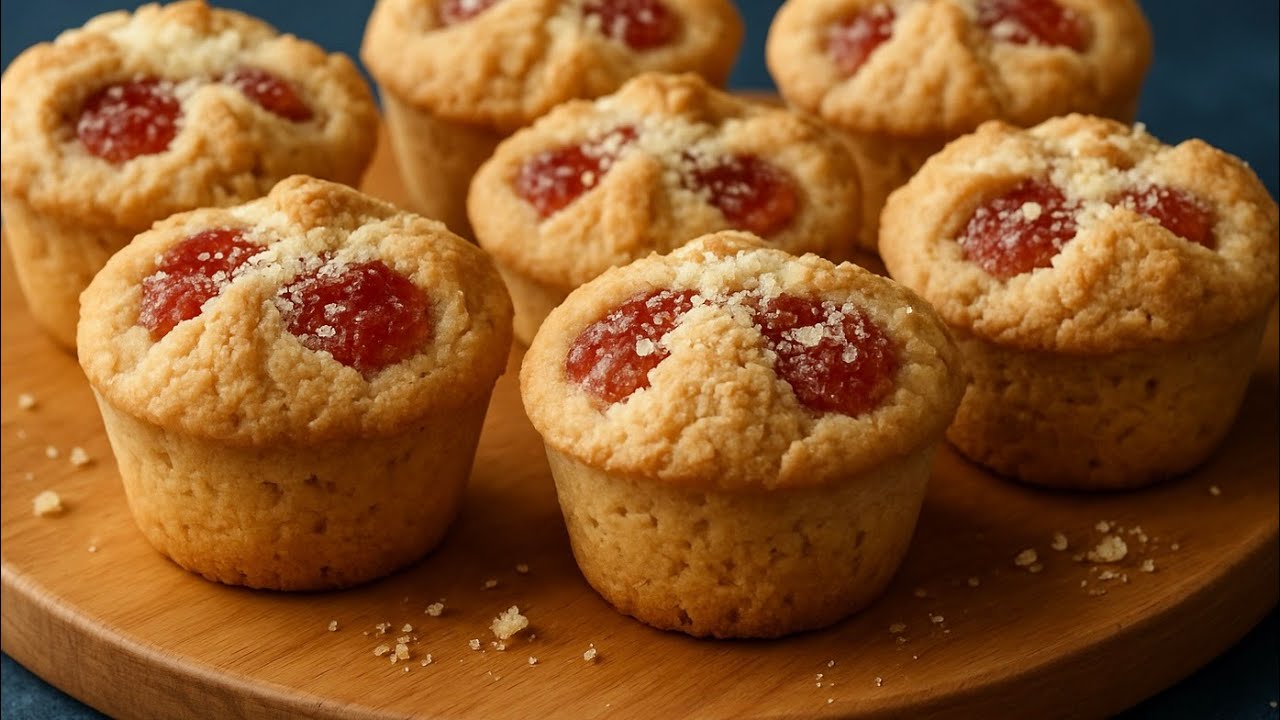 Zarte Ricotta-Törtchen mit Erdbeer-Confit und Streuseln by Die Welt der Kekse — recipe photo