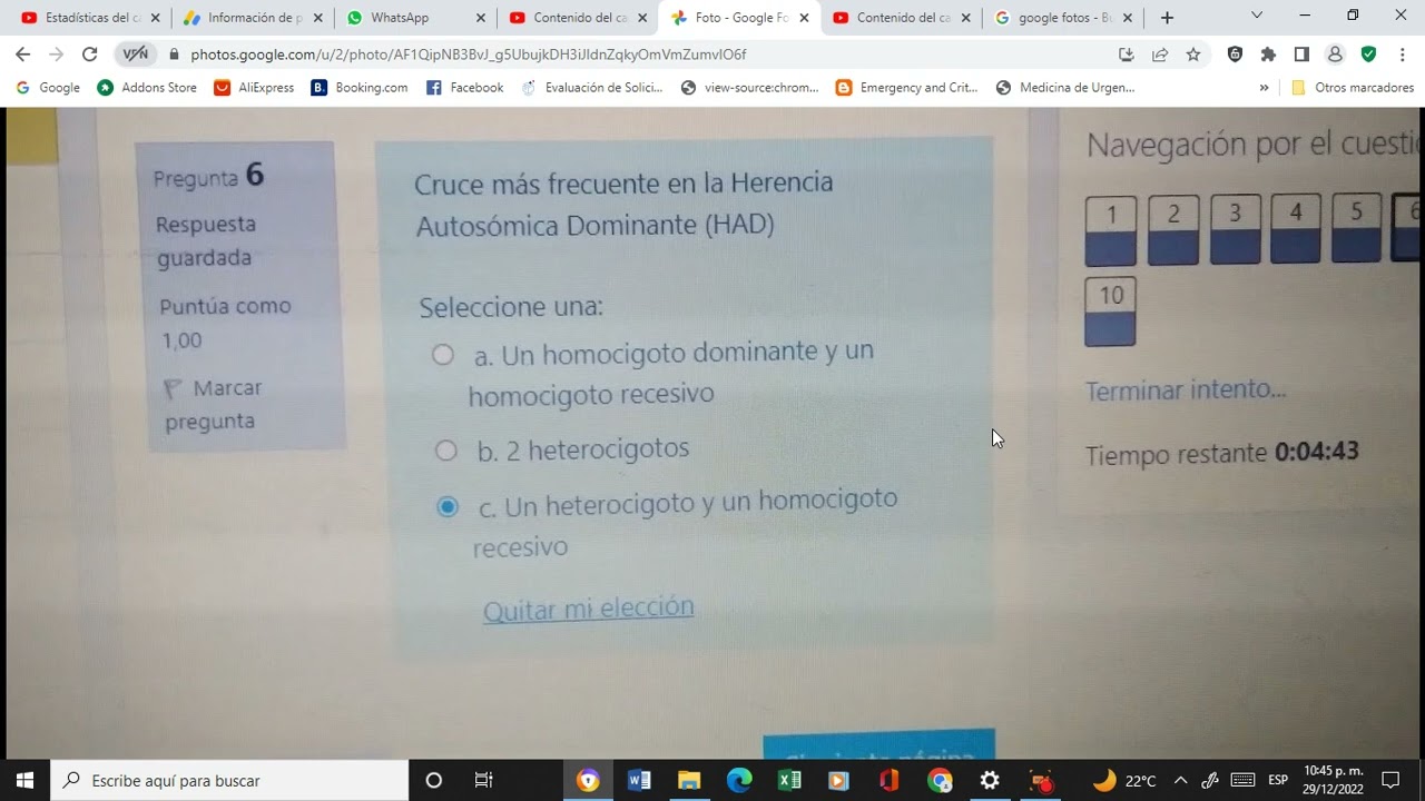 EXAMEN GENETICA I -UASD