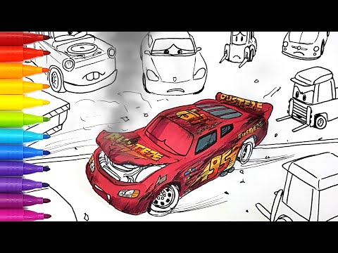 Draw CARS 3 LIGHTNING McQUEEN's Crash Behind The Scene . Drawing and Coloring Pages | Tim Tim TV