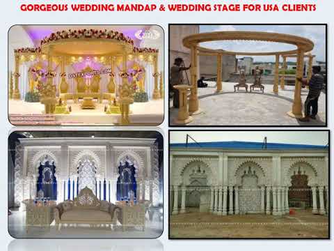 Classy Marriage Mandap Set Decorations Round Wooden Mandap Indian Wedding Mandaps