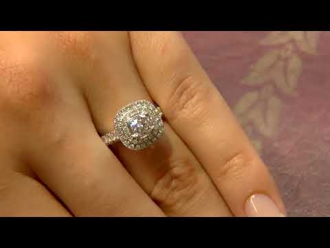 VR1038 Double Halo Diamond Engagement Ring