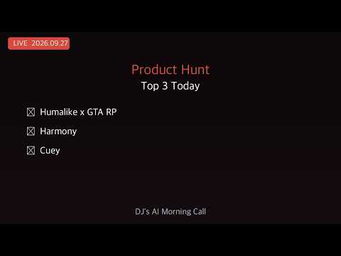 Product Hunt Top 3: Humalike x GTA RP, Harmony, Cuey #Shorts