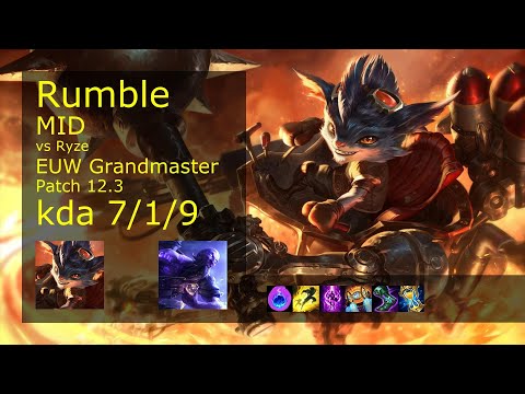 Rumble Mid vs Ryze - EUW 7/1/9 Patch 12.3 Gameplay