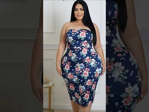 Plus Size Elegant Navy Floral Midi Dress