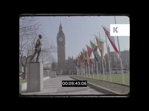 1990s Westminster, Parliament Square, Big Ben, London in HD
