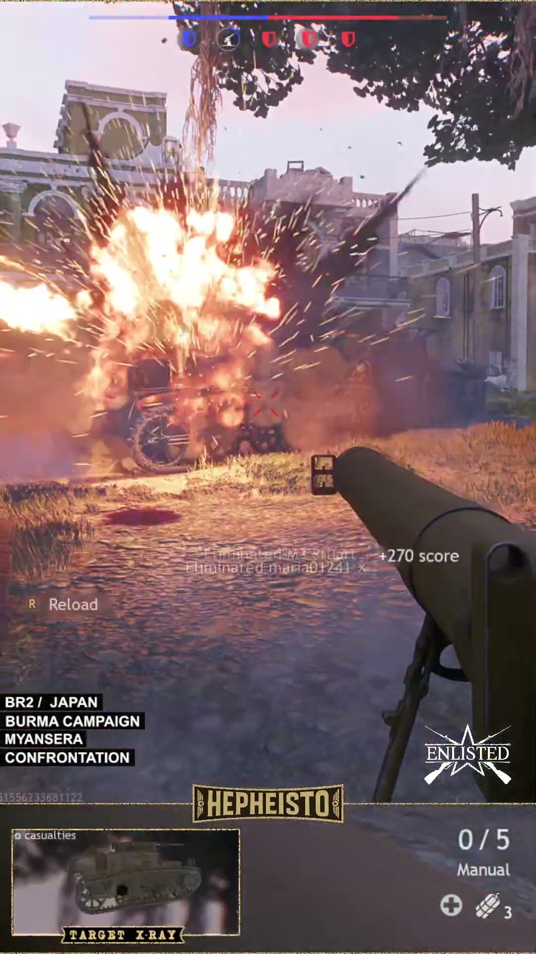Anti Tank gunner eliminates Tank M3 Stuart with Type 4 Rocket Launcher