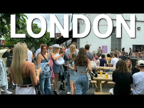 🇬🇧🍺🍻 EAST LONDON WALK, HACKNEY WICK ON SATURDAY AFTERNOON, PARTY VIBES AND CANAL WALK, 4K HDR
