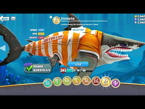 Inmate Megalodon Shark Unlocked🔓- Hungry Shark World Full Gameplay HD | Hungry Shark Mod | Gamerdude