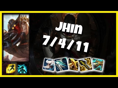 Jhin Bot Lane 10.25 Challenger Gameplay Replay S11 (7/4/11) - KOREAN