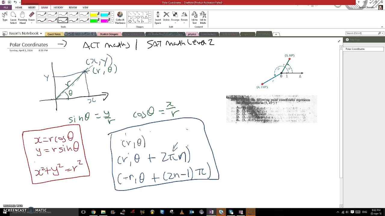 ACT Maths/ SAT 2 Maths Level 2: Polar Coordinates FUNDAMENTALZ