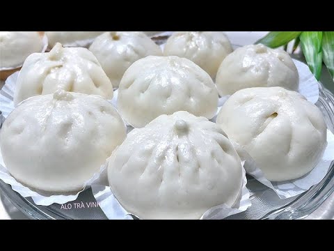 BÁNH BAO NHÂN THỊT- Cách làm Bánh Bao Xốp Mềm Trắng Ngon chỉ với Bột Mì- Steamed meat buns