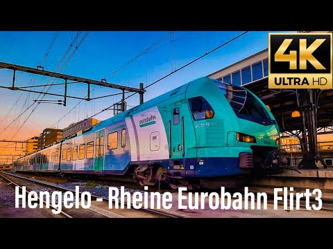 Crossing border with Eurobahn train RB61 Hengelo - Rheine Cabview cabinerit 4k