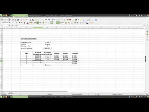 Annuitätendarlehen Tilgungsplan berechnen mit Beispiel anhand von Tabellenkalkulation (Excel)