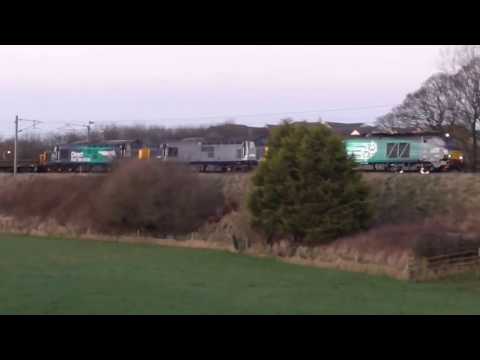 68001 with 37422/37218 dit 6k27 Carlisle - Crewe Engineers , 20th February 2017