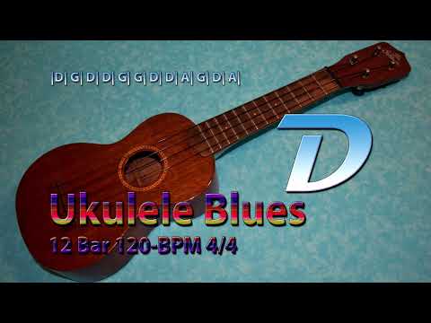 12 Bar Ukulele Blues |Pentatonic| D-major  120 BPM | 4/4 | Backing Track Jam