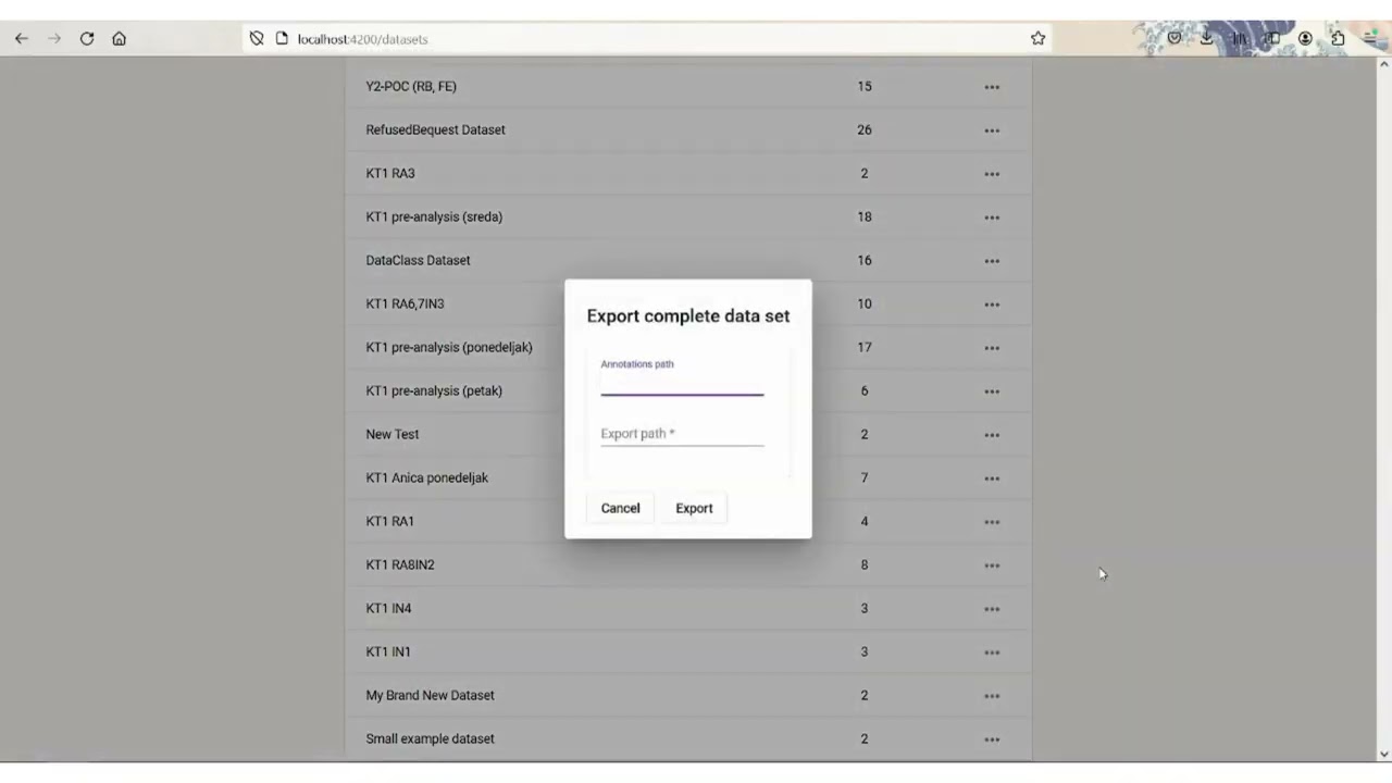 9. Exporting annotated dataset