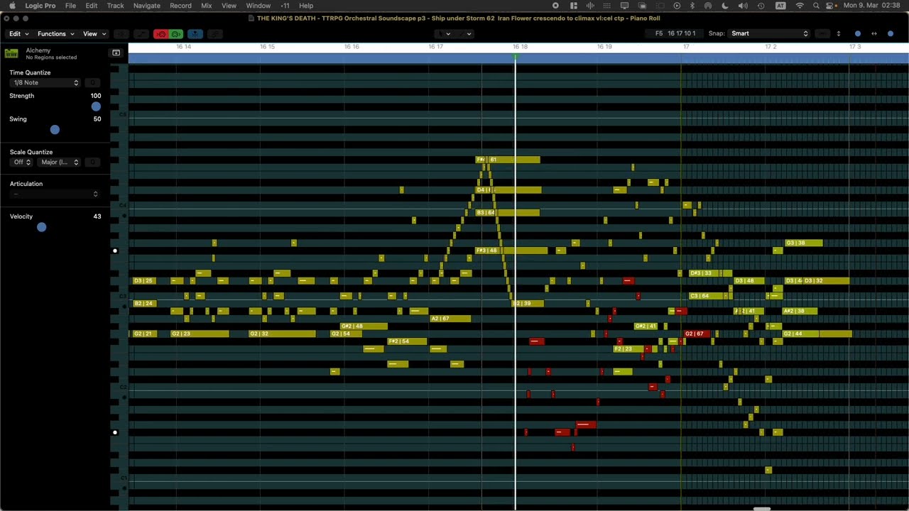 Completely unexpected modulation, orchestral counterpoint and landino cadence (ORCH. MIDI MOCKUP)