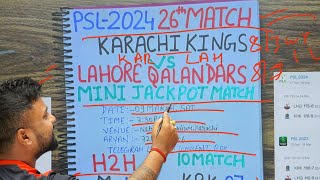 Karachi Kings vs Lahore Qalandars psl 26th match prediction | Lahore vs Karachi prediction today