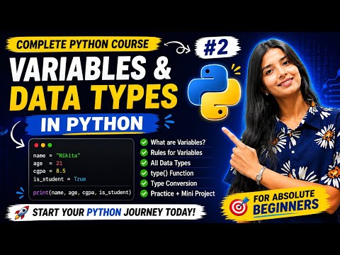 Variables Data Types In Python Python Complete Course 2 Hindihinglish Learn Python In 2026