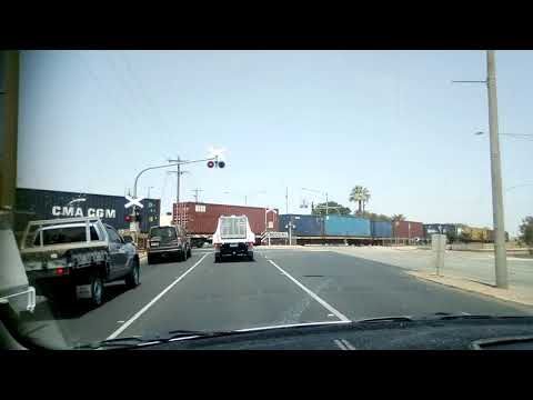 Mildura fruit container freight train passing Irymple Vic