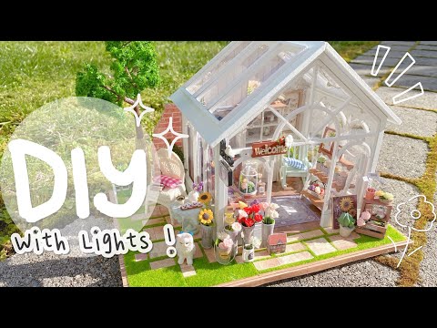 [DIY] Sunshine Greenhouse Miniature Dollhouse Kit | Miniature Flower Shop (WITH LIGHTS)