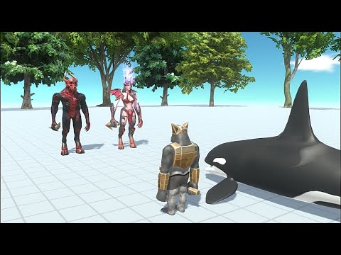 GHOR HAMMER WITH ORCA VS 2X MINIBOSS - Animal Revolt Battle Simulator
