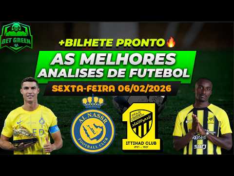ANÁLISE PARA OS JOGOS DE HOJE SEXTA-FEIRA 06 02 2026 | + BILHETE  PRONTO | FOOTBALL BETTING TIPS !