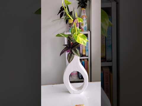 how to make a flower vase/ white cement vase DIY #diy #art #craft #painting #shorts #viral #trending