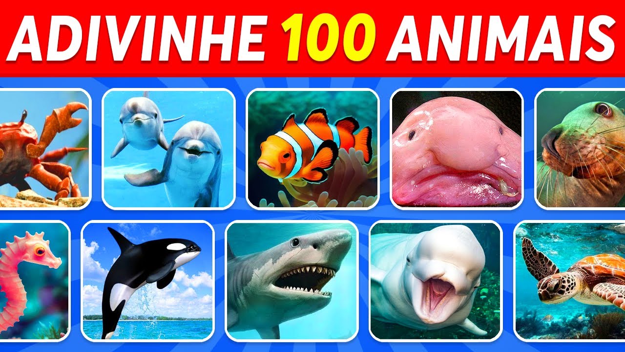 Adivinhe 100 Animais Marinhos em 3 Segundos 🐳🐙🦈 | Fácil, Médio, Difícil, Impossível