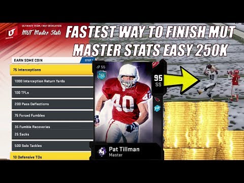 HOW TO FINISH PAT TILLMAN'S MUT MASTER STATS QUICK! Easy 250k! Madden 20 Ultimate Team