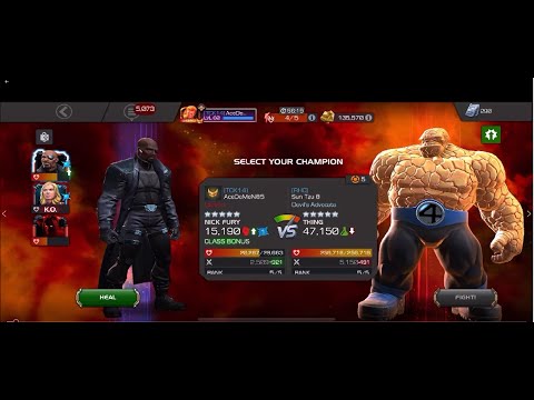 AW Boss Fight 1 Shot - Nick Fury vs Thing - Marvel Contest of Champions