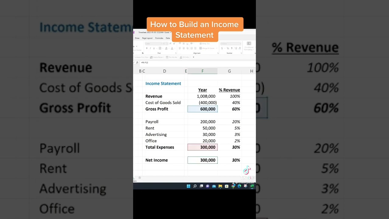 Excel Build an Income Statement