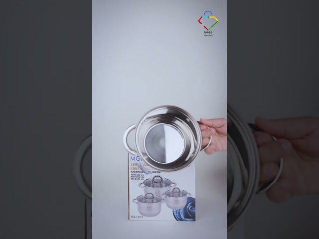 طقم قدور استيل غطاء زجاج  6 قطعة