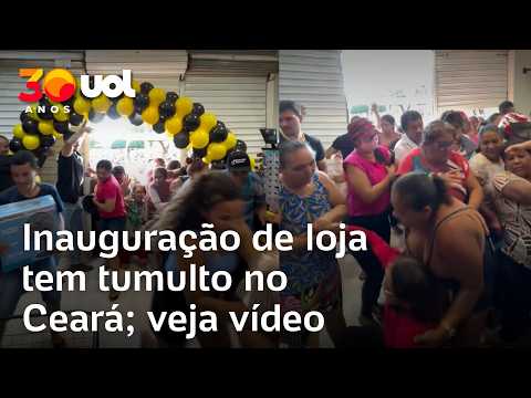 Inauguração de loja de 20 reais gera tumulto em Farias Brito, no Ceará; veja o vídeo