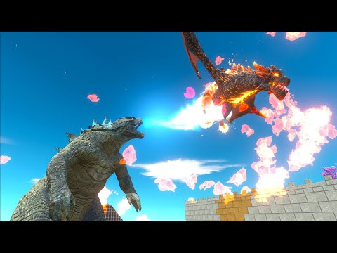Lava Dragon vs kaiju Animal Revolt Battle Simulator