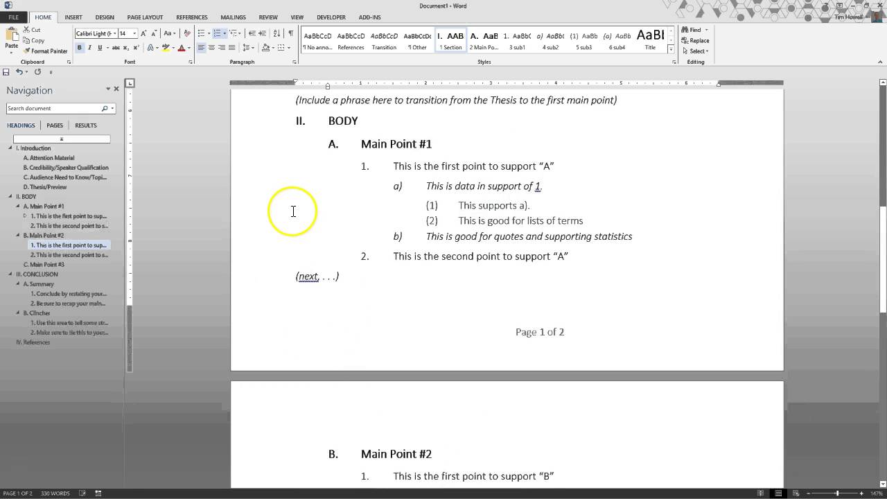 Outline Template Explained