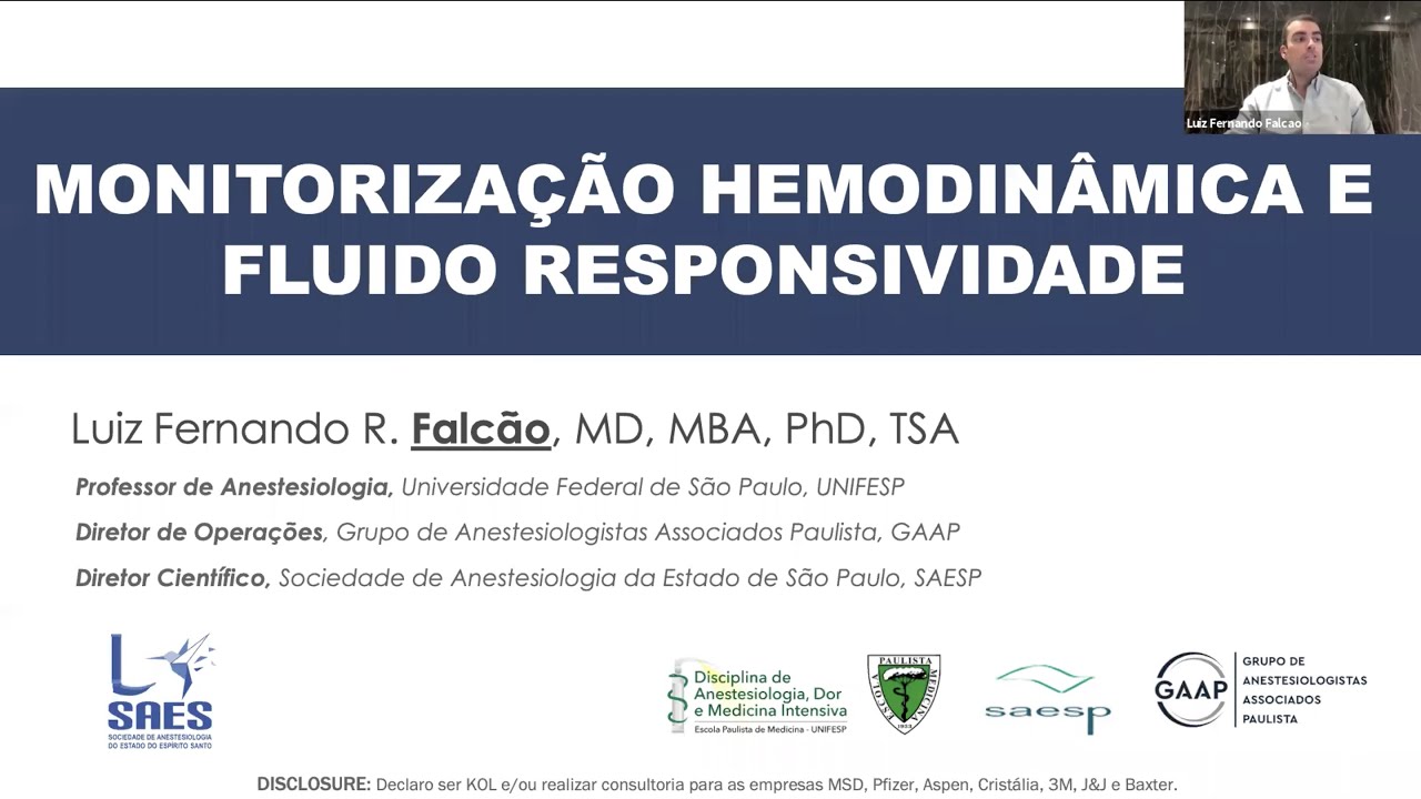 Monitorização Hemodinâmica e Fluido Responsividade | Prof. Dr. Luiz Fernando Falcão