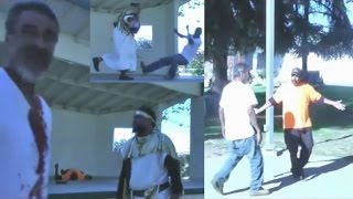 Crazy Men Fight In Park Black VS Brown