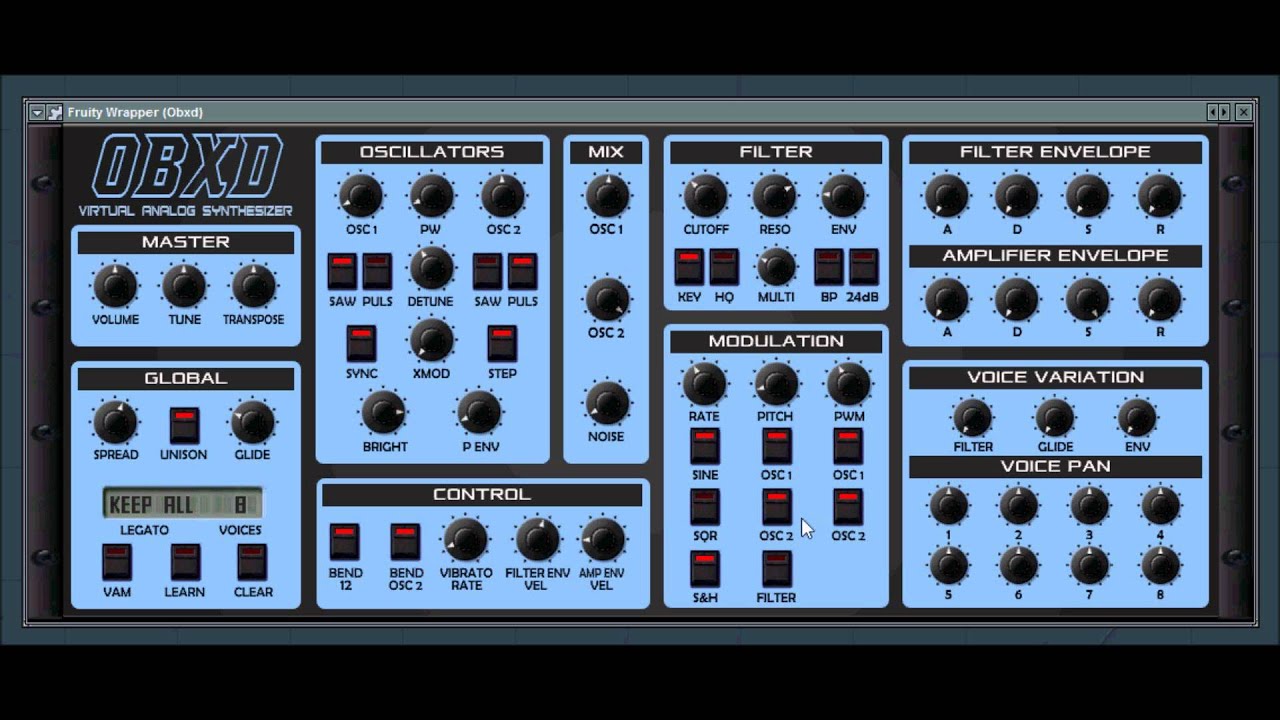 OBXD 2 synthesizer by 2DaT / Datsounds - YouTube